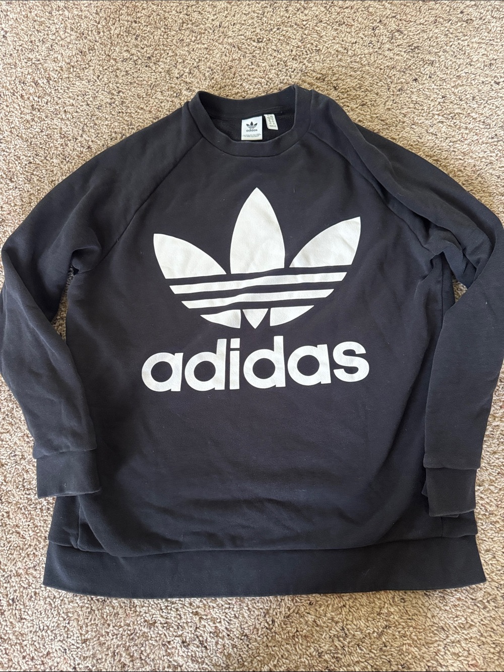 adidas Black Crewneck Sweatshirt with White Trefoil Logo
